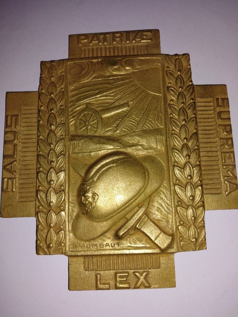 Belgische bronzen plaat, Verzamelen, Militaria | Tweede Wereldoorlog, Ophalen of Verzenden, Landmacht, Overige gebieden, Embleem of Badge