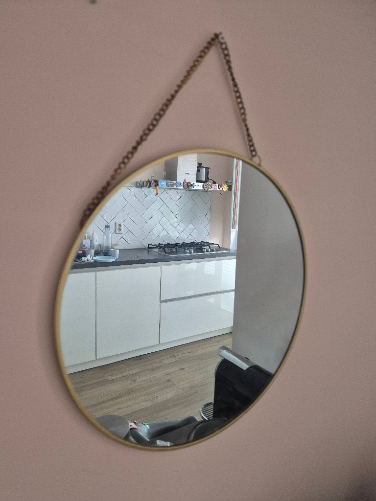 Spiegel, Ophalen, Minder dan 50 cm, Rond, Zo goed als nieuw