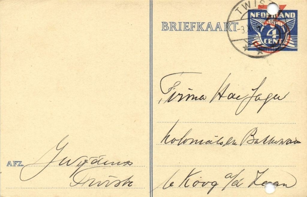 J. Wijdenes, Twisk - 12.1939 - briefkaart, Ophalen of Verzenden, Briefkaart