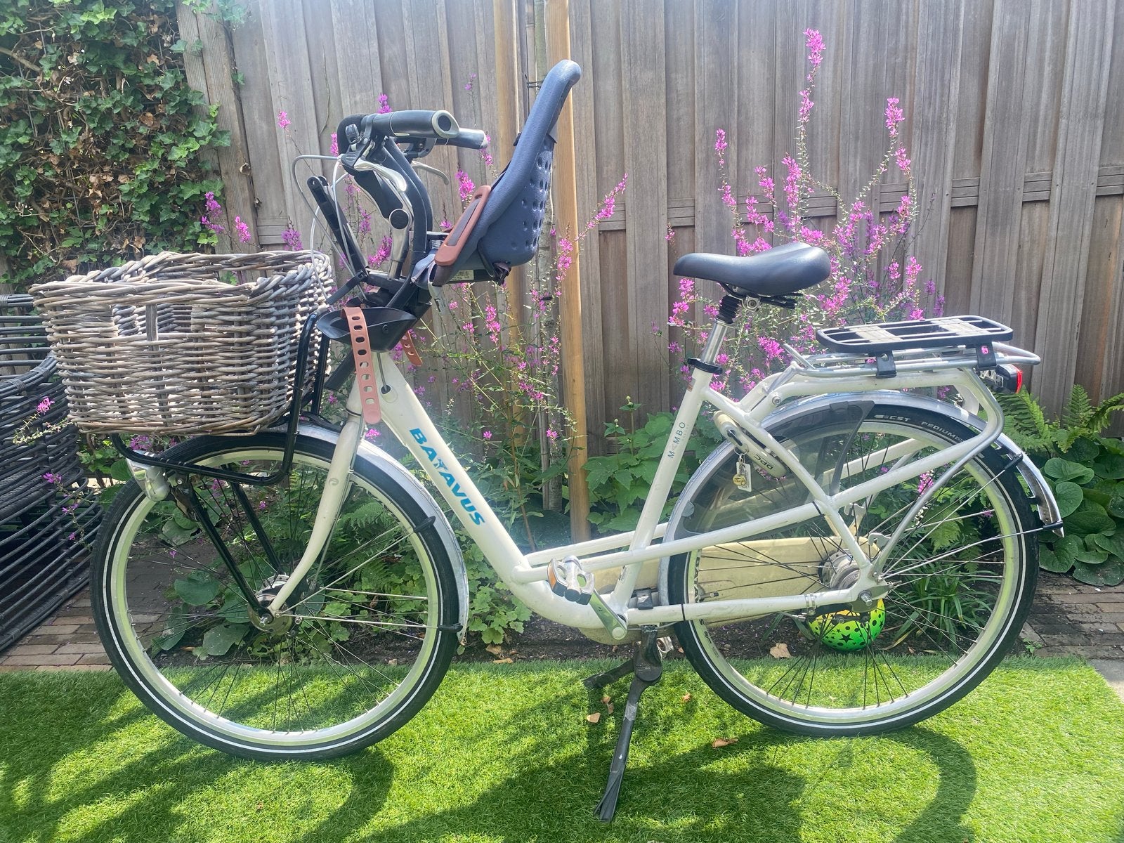 Batavus damesfiets met Yepp kinderzitje en mand, Ophalen, Velgrem, Batavus, 53 tot 56 cm