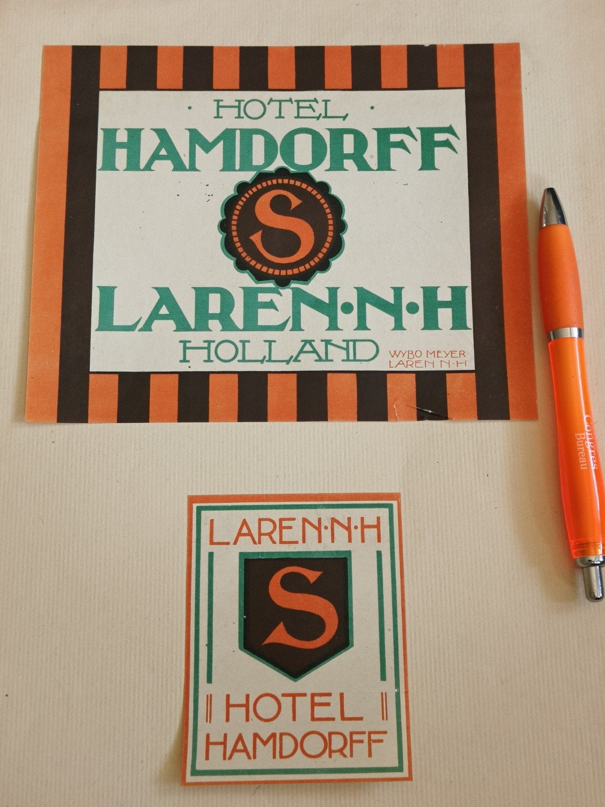 ETIKETTEN HOTEL HAMDORFF, LAREN, WYBO MEIJER, Verzenden, Gebruikt, Overige typen