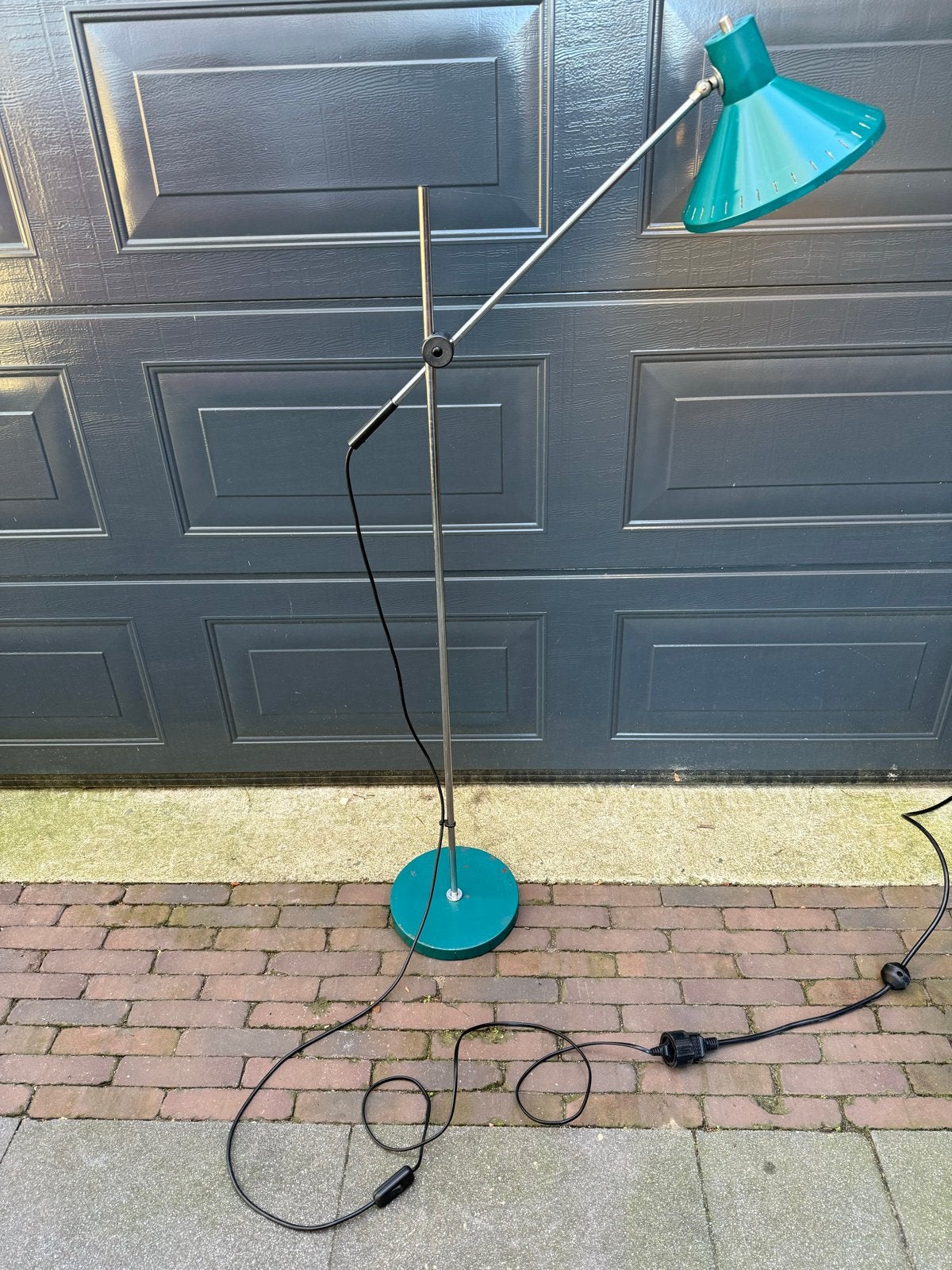 Vintage J.J.M. Hoogervorst vloerlamp - groen metaal, Sixties midcentury, Gebruikt, Gijpsvintage, Metaal