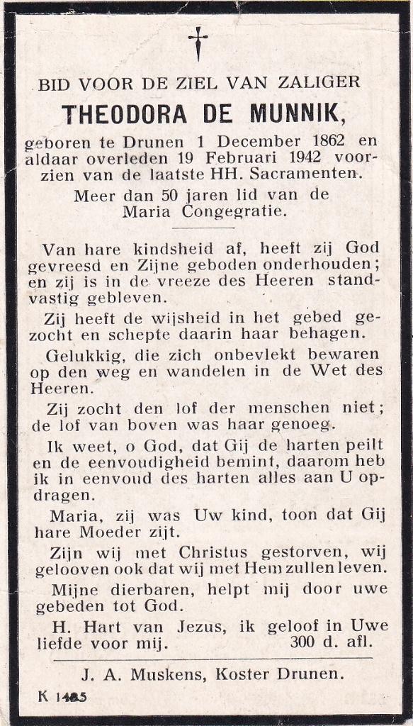 Munnik Theodora 1862 Drunen 1942, Antiek en Kunst, Ophalen of Verzenden