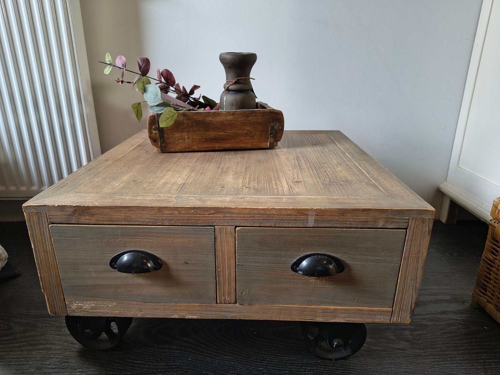 Vierkante salontafel op wielen, Ophalen, Gebruikt, 50 tot 100 cm, Vierkant