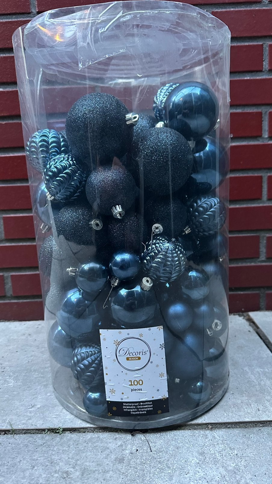 Decoris Kerstballenset Donkerblauw / Blauw (100 stuks), Ophalen, Nieuw