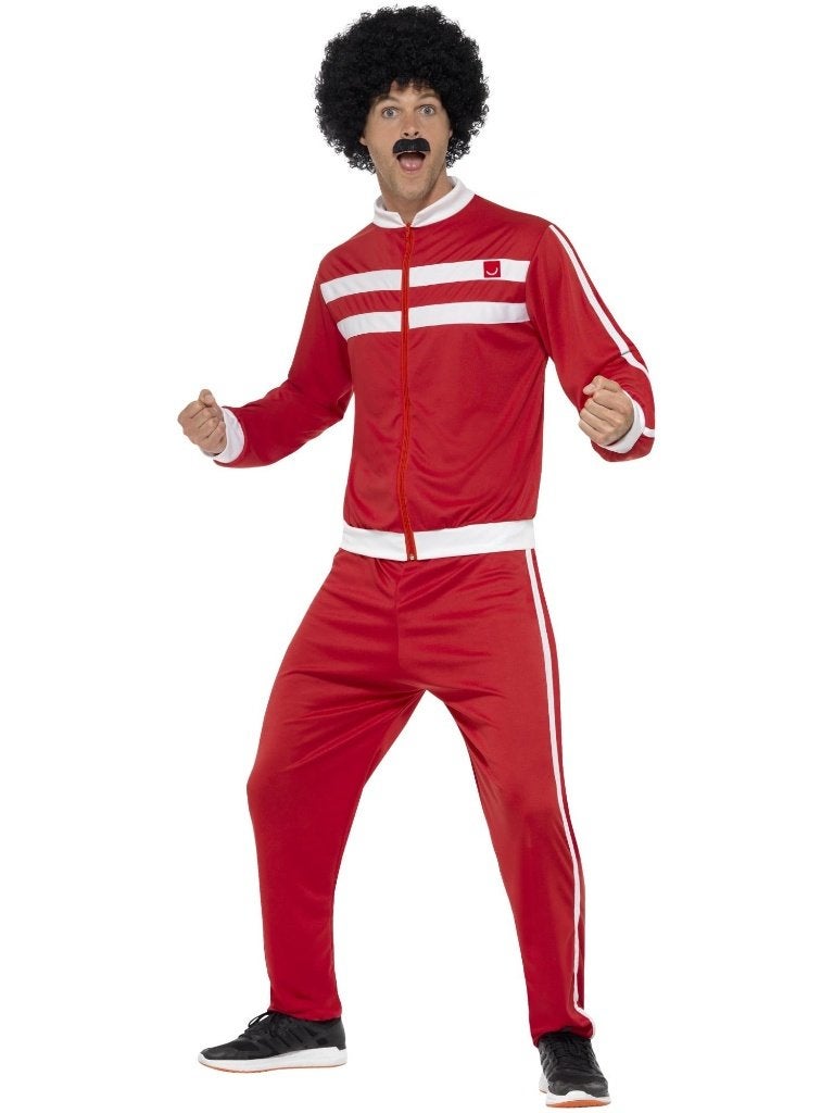 Scouser Tracksuit carnaval of themafeest rood en wit NIEUW, Maat 52/54 (L), Carnaval, Nieuw, Ophalen of Verzenden