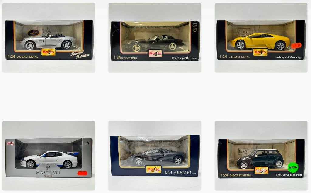Maisto 1:24 BMW, Dodge, Lamborghini, Maserati, McLaren, Mini, Hobby en Vrije tijd, Ophalen of Verzenden, Zo goed als nieuw, Auto
