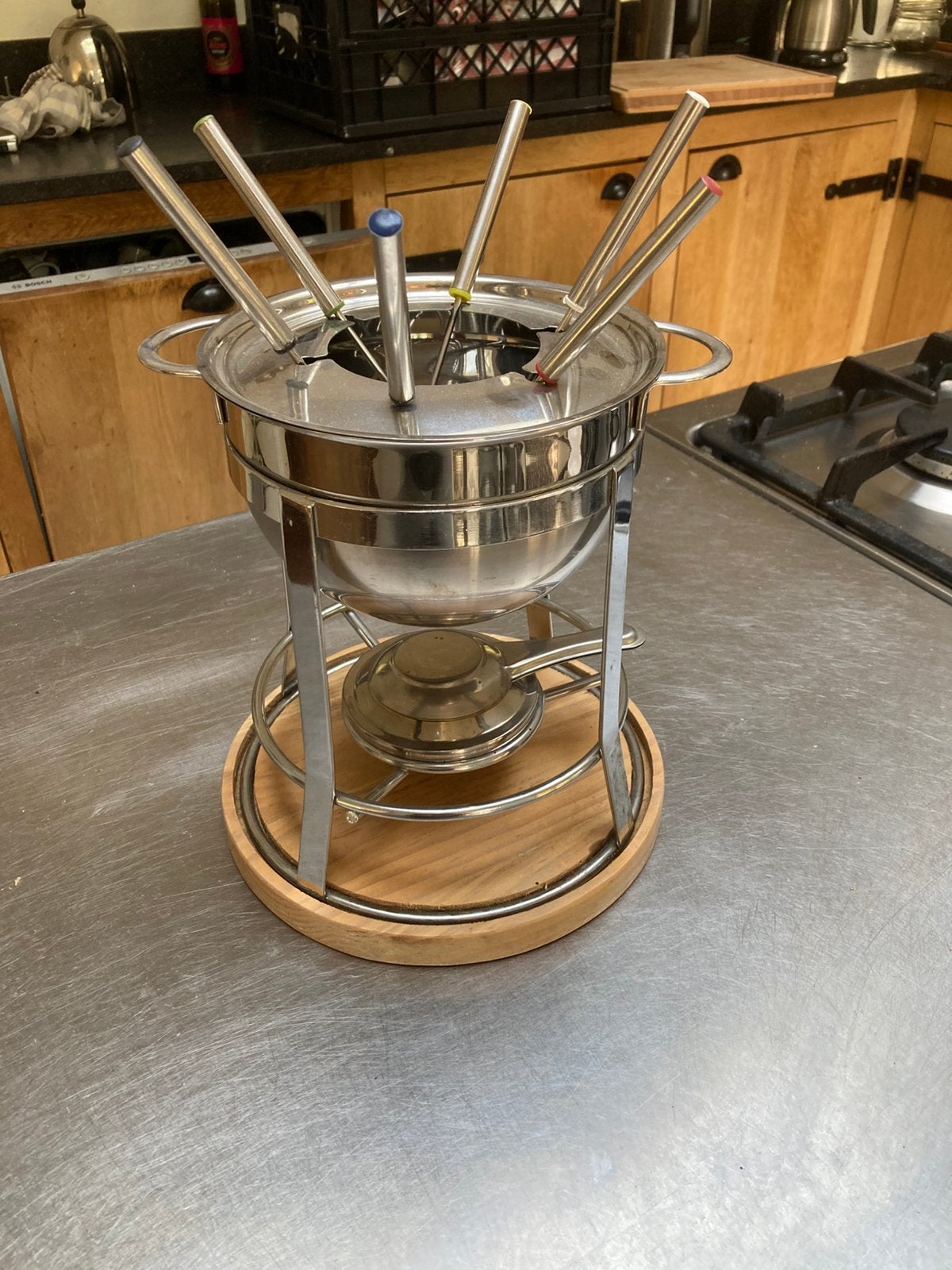 Leuke fondueset met brander, Ophalen of Verzenden, Zo goed als nieuw, Brander, Fondueset