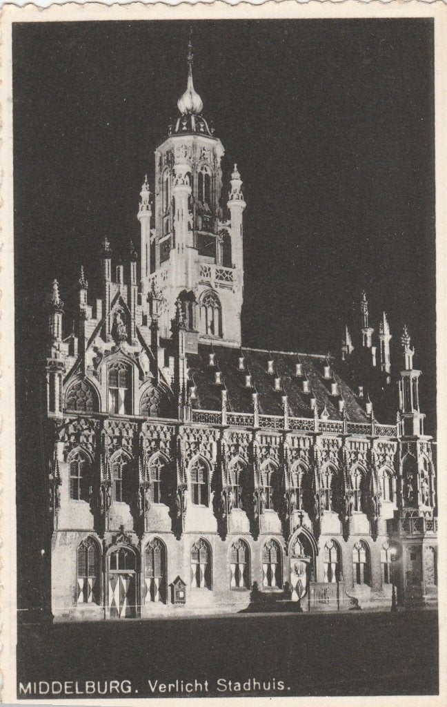 middelburg- verlicht stadhuis, Ophalen of Verzenden, Zeeland