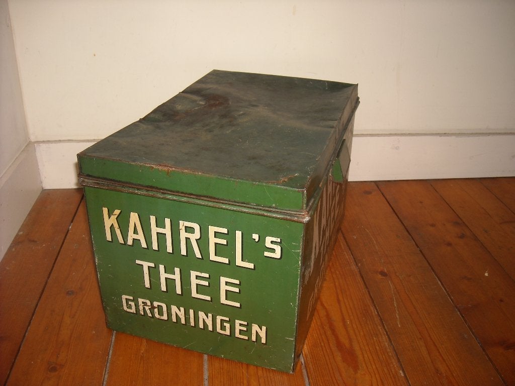 antiek blik Kahrel koffie thee Groningen voorraad oud, Ophalen of Verzenden, Gebruikt, Thee, Overige merken