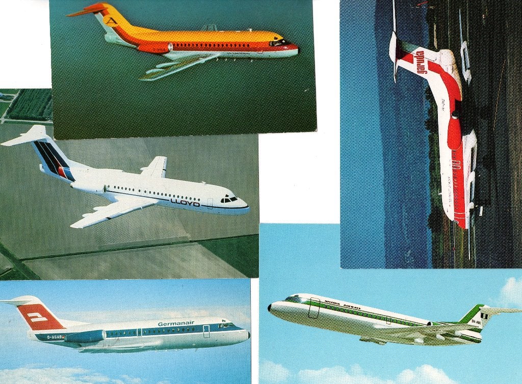 Fokker F-28 ansichtkaarten, Verzamelen, Ophalen of Verzenden, Zo goed als nieuw, Kaart, Foto of Prent