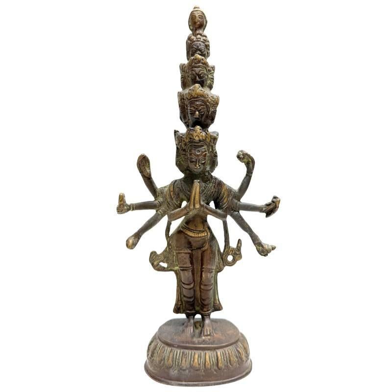 Tibetaans Brons Beeld - Chenrezig (Avalokiteshvara) handwerk, Ophalen of Verzenden, Gebruikt