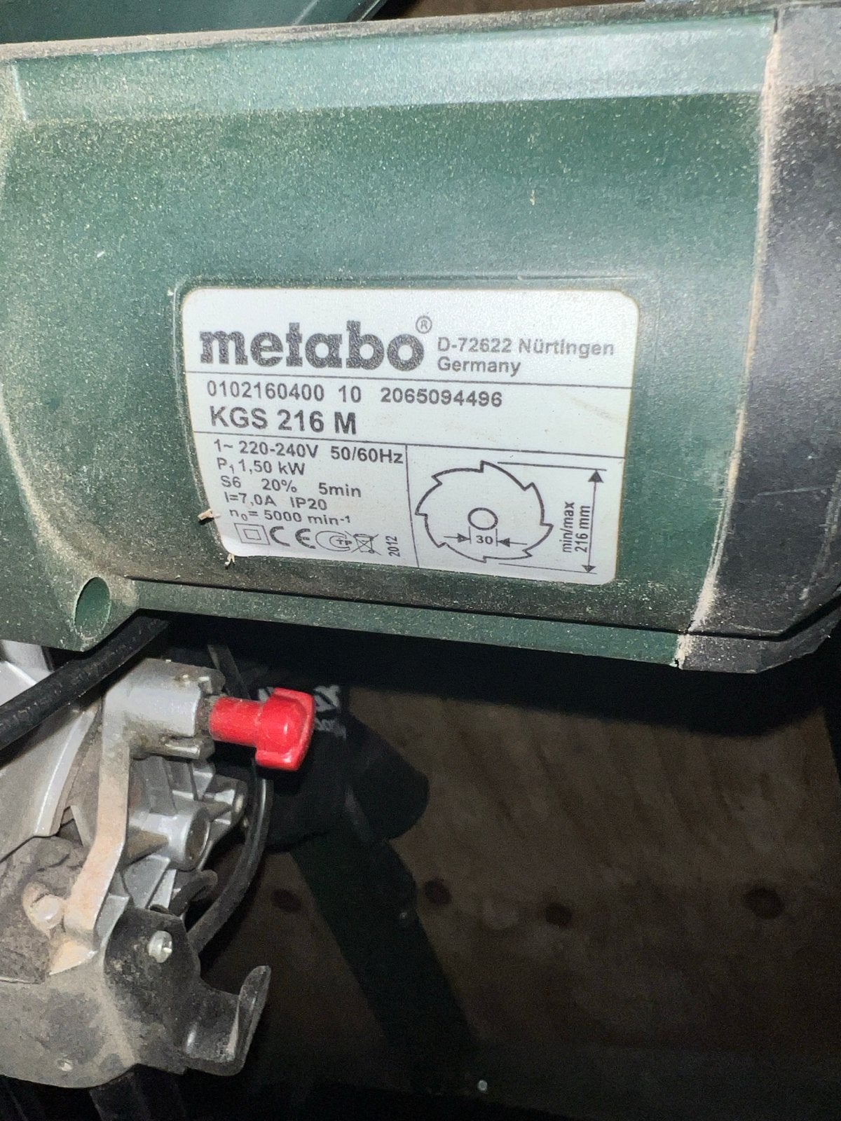 Metabo KGS 216 M Afkortzaag - Krachtig en Nauwkeurig, Gebruikt, 70 mm of meer, Ophalen of Verzenden, Afkortzaag