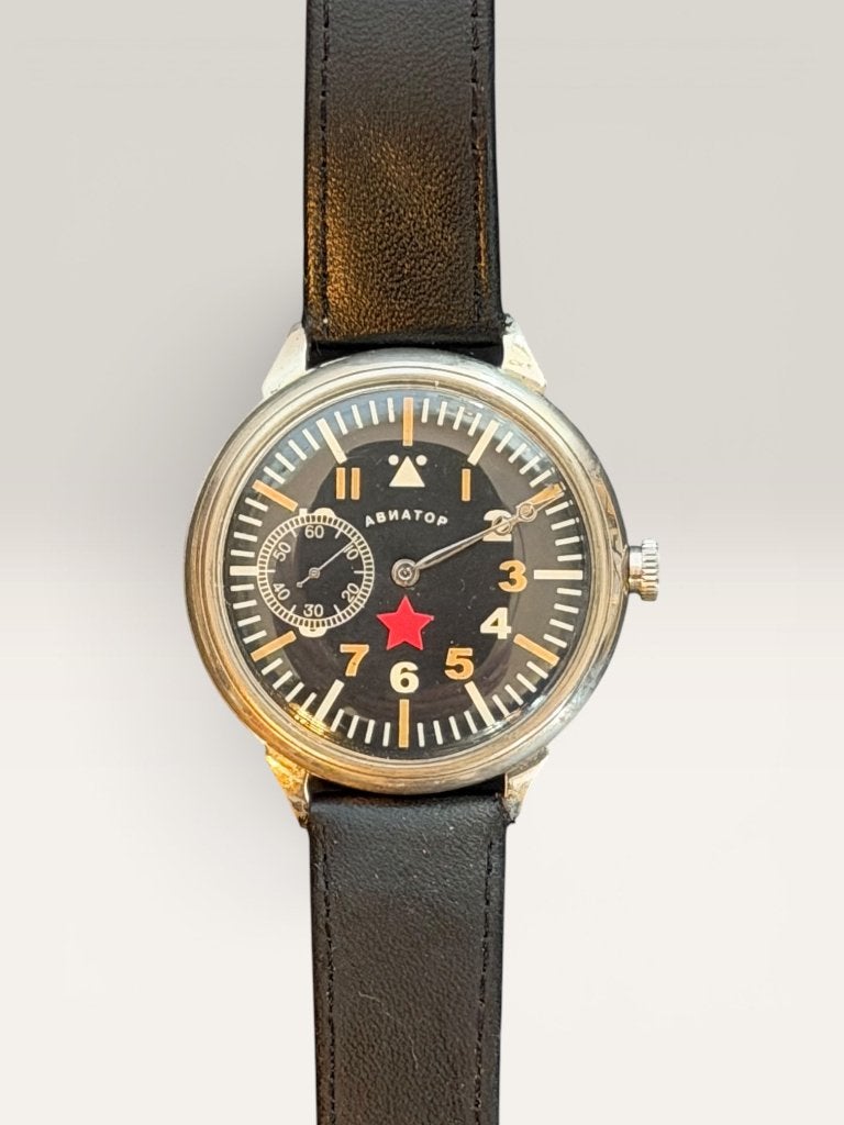 Russisch vintage Abhatop/Aviator horloge van Volmax, Overige merken, Staal, Polshorloge, Ophalen of Verzenden