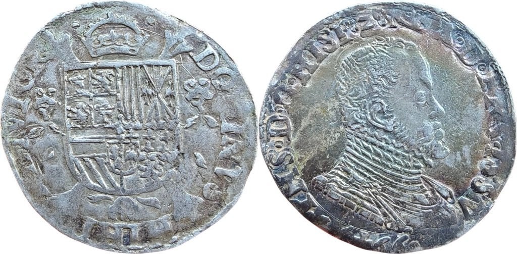 1/5 Philipsdaalder 1566, Overijssel Hasselt (Filips II), Vóór koninkrijk, Verzenden, Zilver, Overige waardes