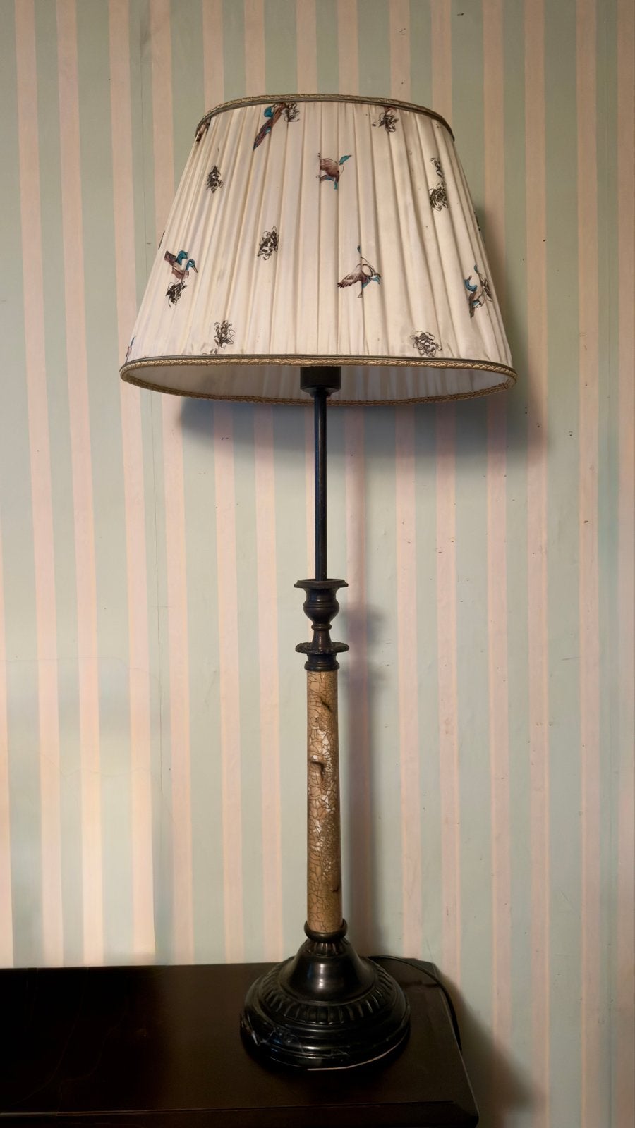 Set van 2 zware lampen met stoffen kappen met eenden erop, Ophalen