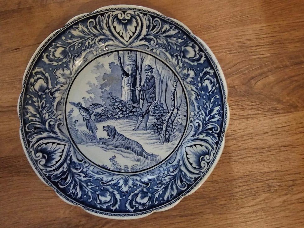 Delfts Blauw Wandbord - Jachttafereel, Ophalen