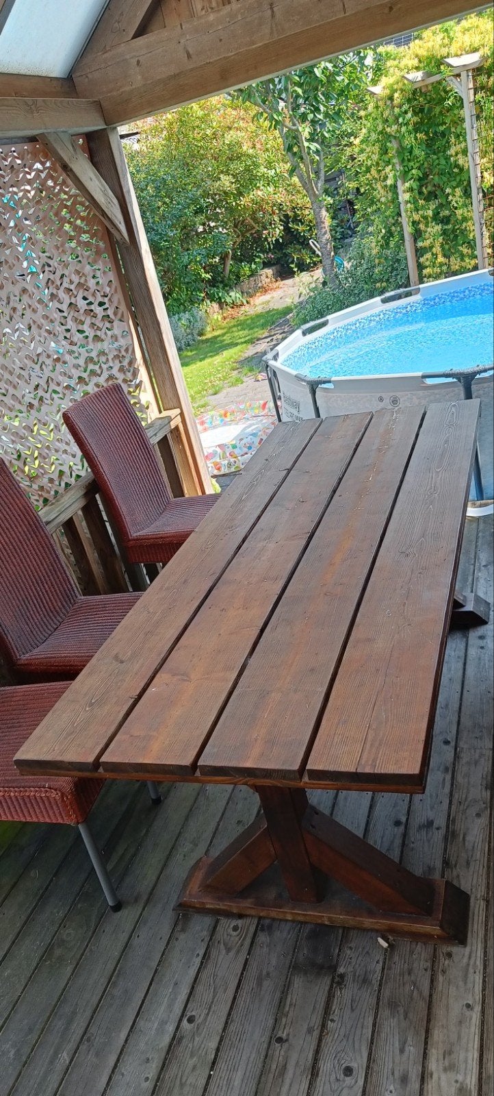 Robuuste houten tuintafel - Perfect voor buiten!, Ophalen, Gebruikt, Rechthoekig, Hout