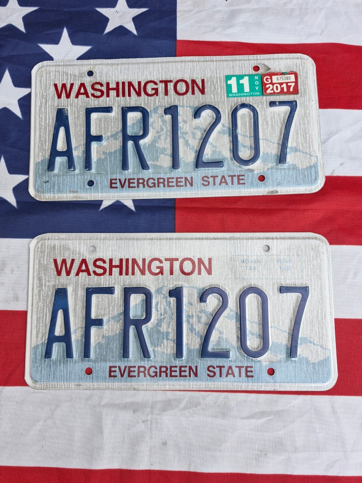 Kentekenplaat set Washington USA 2 nummerborden nummerplaten, Verzamelen, Verzenden, Gebruikt, Auto's
