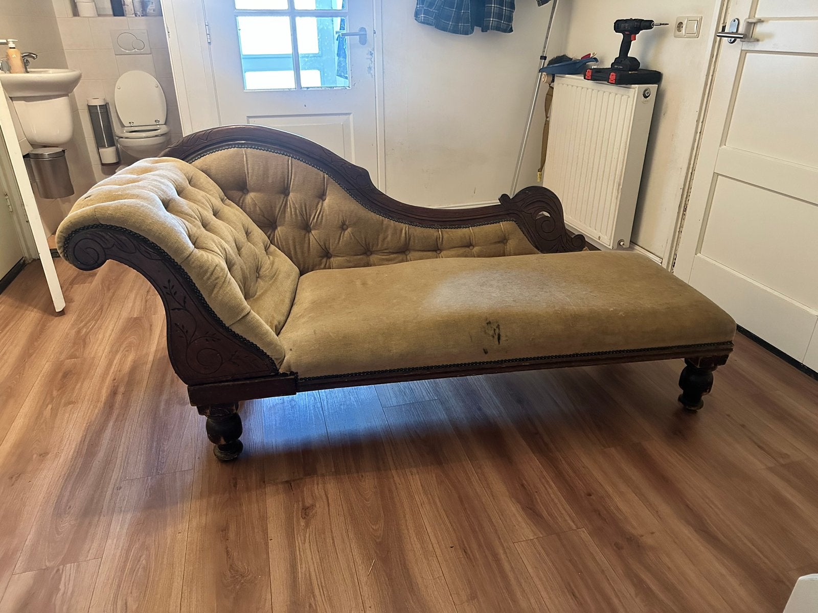 Antieke Victoriaanse chaise longue / recamière, Ophalen