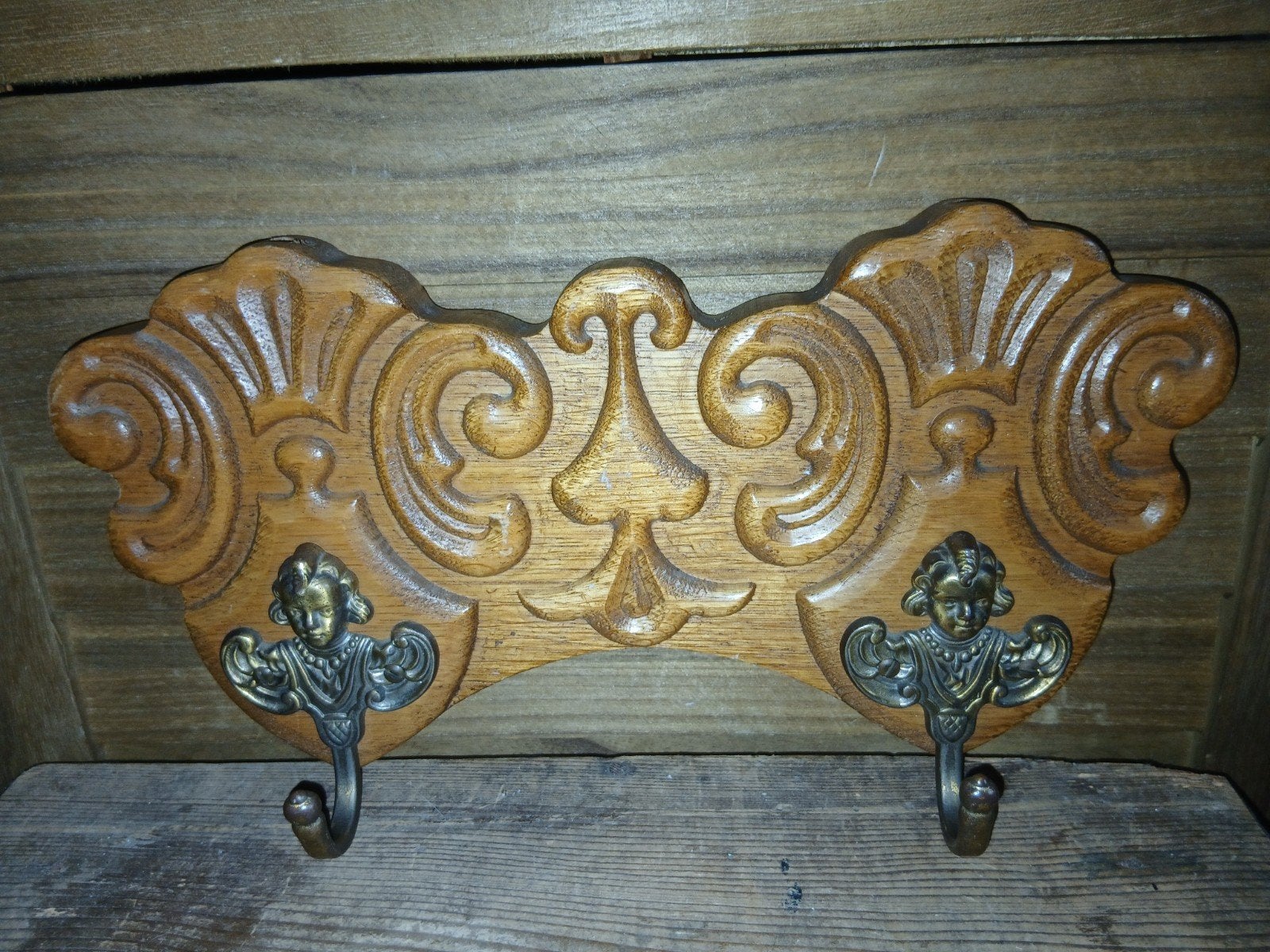 Mooi Antiek kapstokje Engeltjes, Ophalen of Verzenden, Hout, Wandkapstok, Minder dan 100 cm
