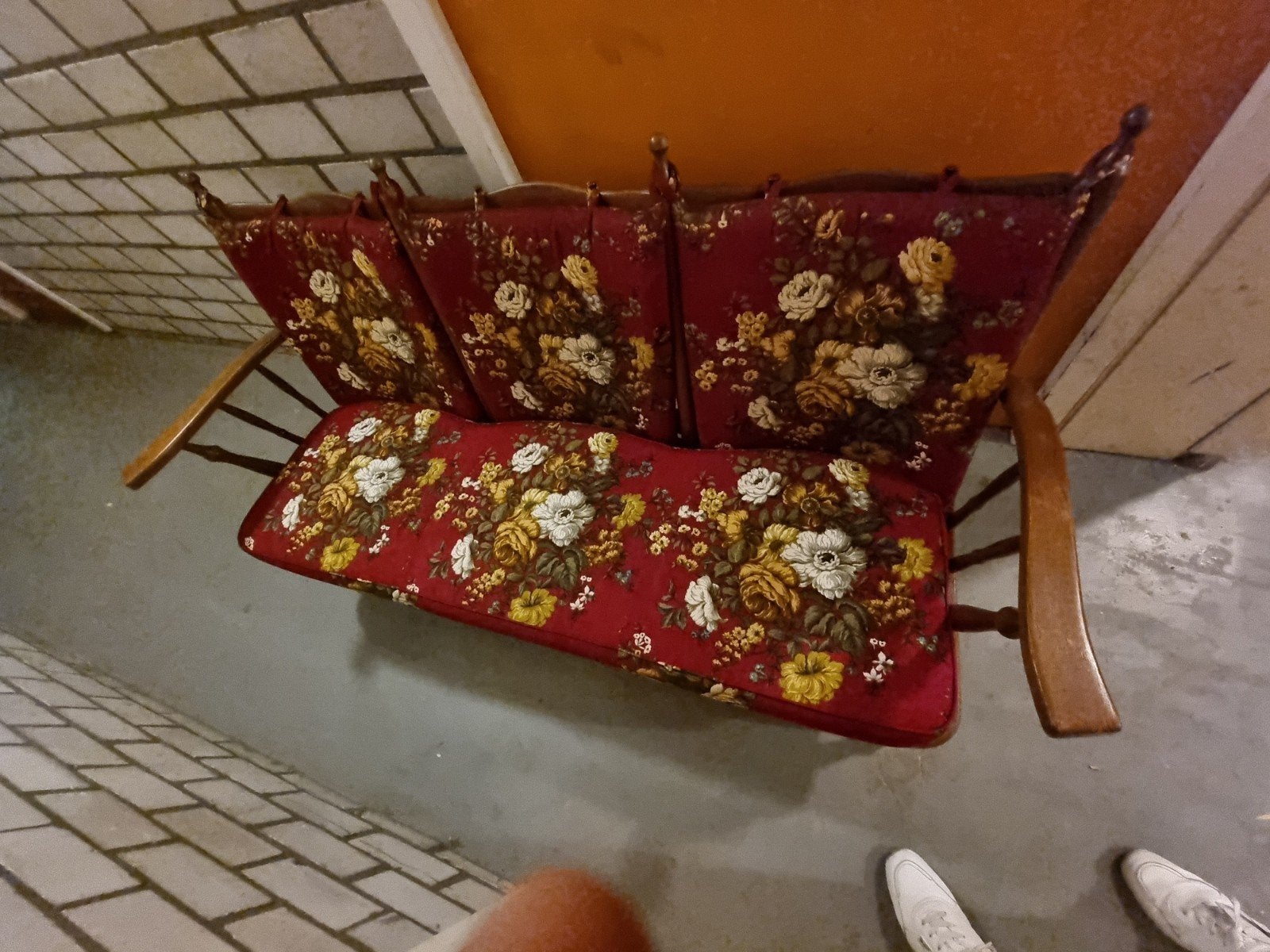 vintage driezits bankje, Ophalen, 150 tot 200 cm, Driepersoons, 75 tot 100 cm