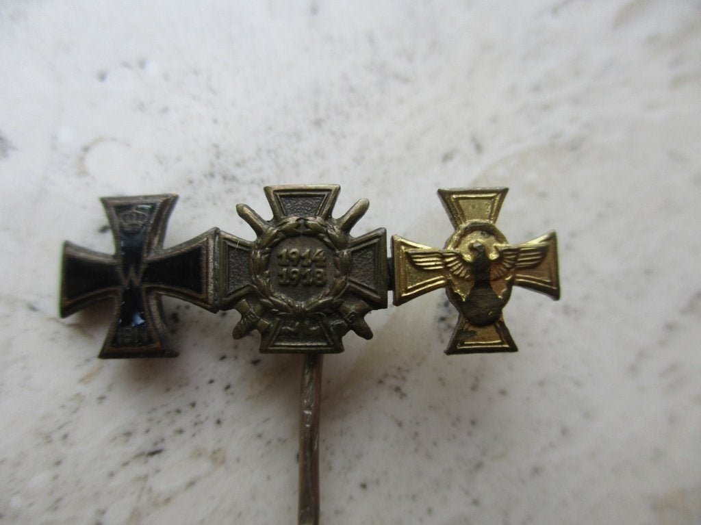 8: Miniatuurpin EK+Hindenburgkruis+Polizei-medaille 9mm, Verzenden, Landmacht, Duitsland, Lintje, Medaille of Wings