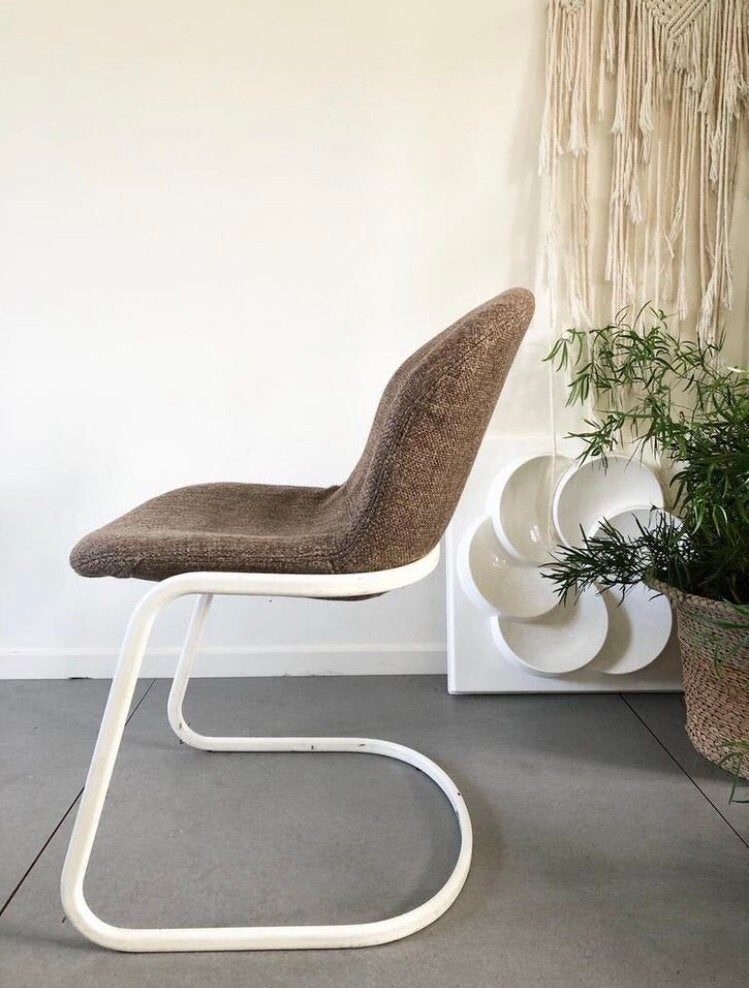 Mooie Set (4x) Vintage Design slede STOELEN met tlc, Ophalen, Gebruikt, Vintage design sledestoelen stoelen chairs, Wit