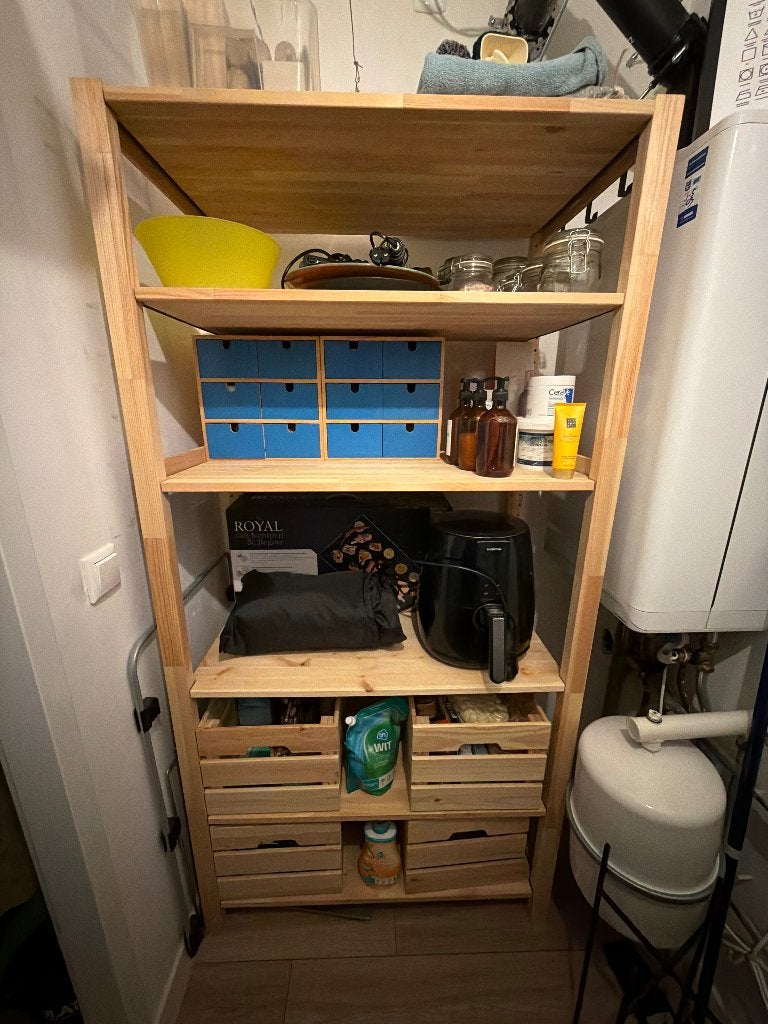 Ivar stellingkast ikea (6 planken, 6 haken aan de zijkant), Ophalen, Zo goed als nieuw