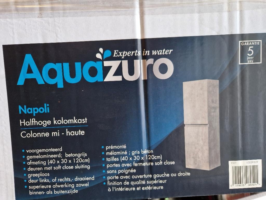 Aquazuro kolomkast Napoli 120cm betongrijs, nieuw, Ophalen, Nieuw