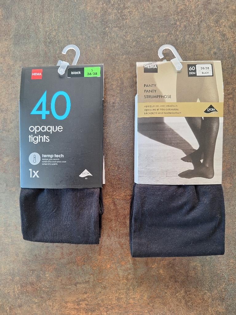 Hema zwarte panty's 40 + 60 den maat 36/38, Maat 36/38 (S), Zwart, Nieuw, Ophalen of Verzenden