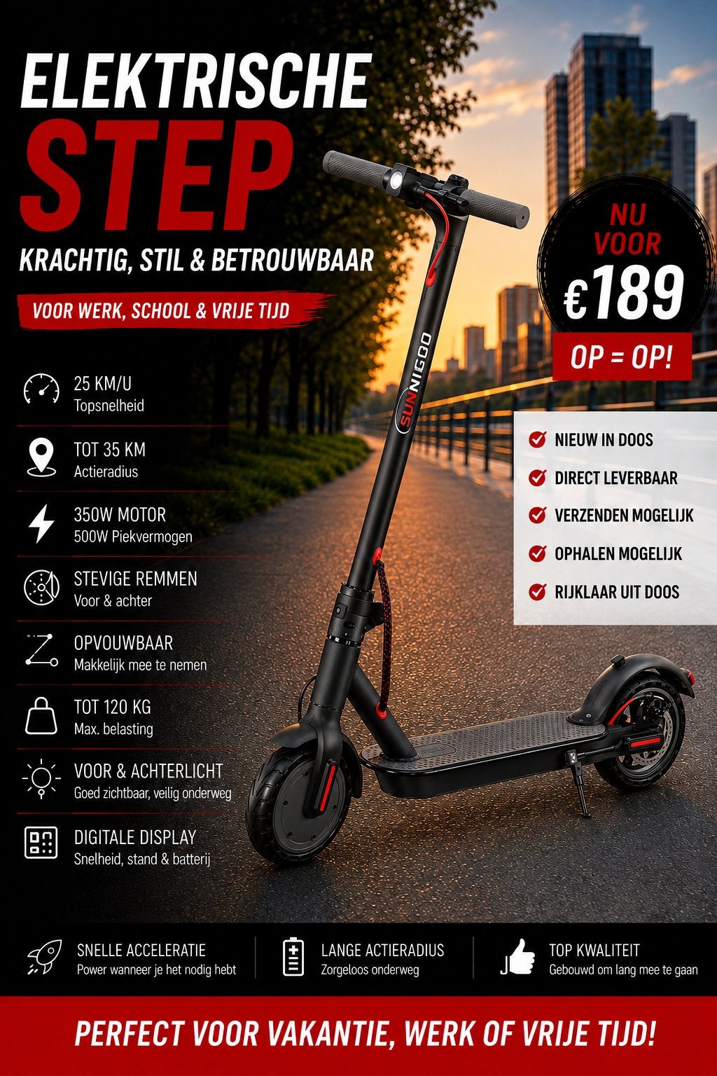 ️ 💥SUNNIGOO N7 PRO ELEKTRISCHE STEP 2026 – ZOMERACTIE, Ophalen of Verzenden, Nieuw, Elektrische step (E-scooter)