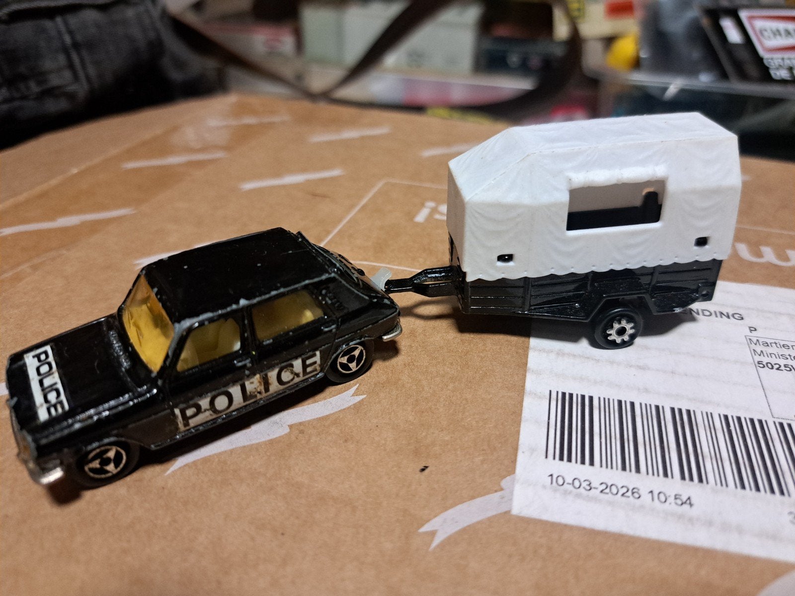 Majorette Simca 1100 Police met paardentrailer, Ophalen of Verzenden, Gebruikt