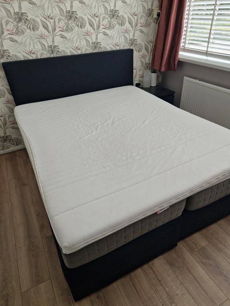 Boxspring 160x200 cm met matras en topper (IKEA), Huis en Inrichting, Ophalen, Gebruikt, Tweepersoons, 200 cm