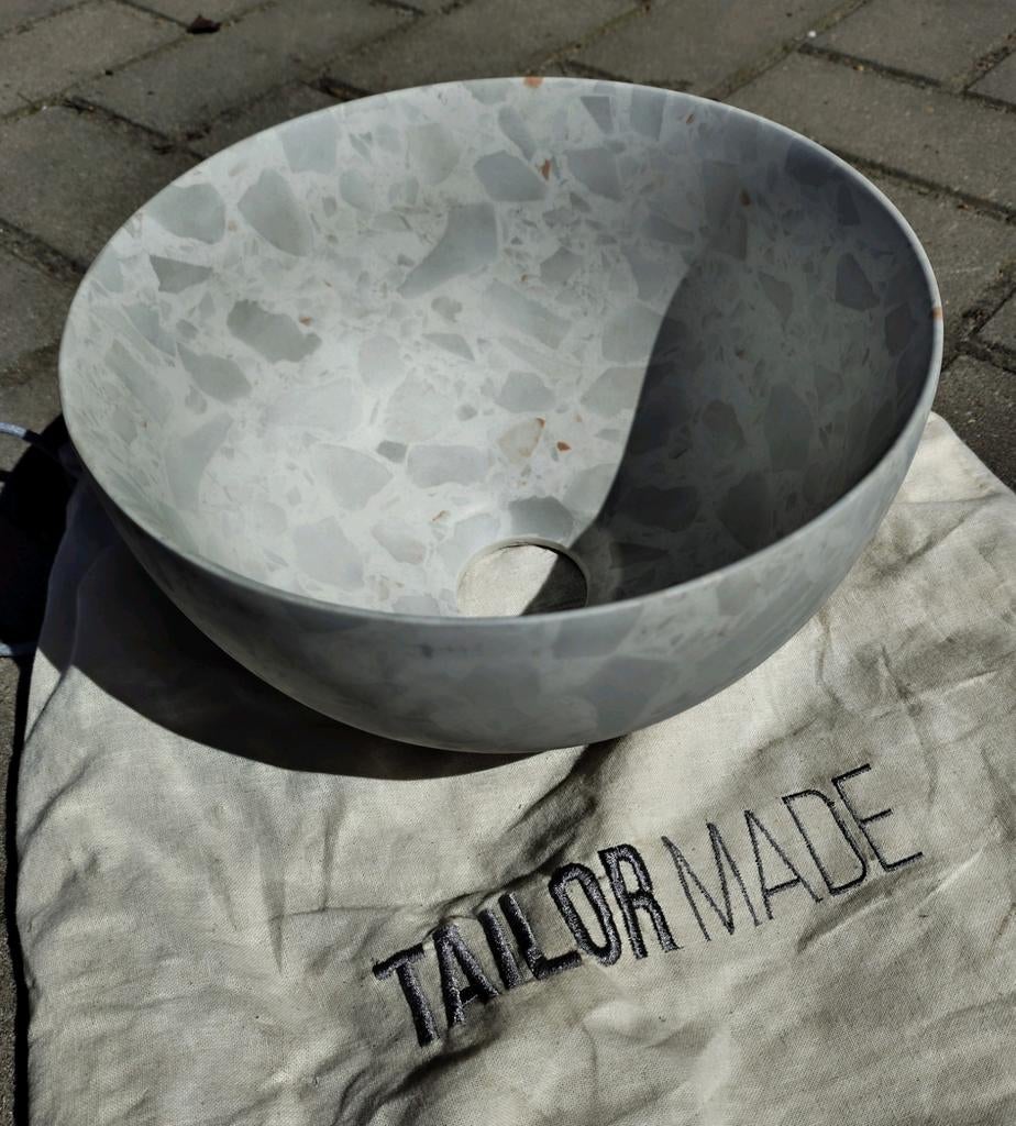 Nieuw! Looox Terrazzo Waskom Fontein 23cm Rond Beige, Doe-het-zelf en Verbouw, Sanitair, Ophalen of Verzenden, Nieuw, Steen, Wastafel