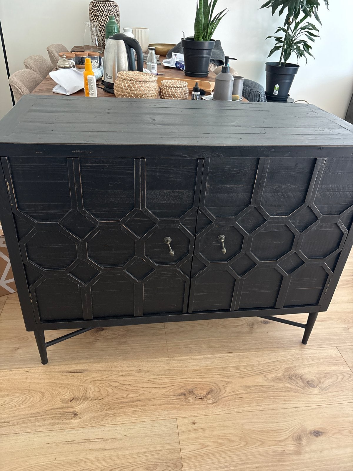 BePureHome Bequest Dressoir - Antiek Zwart Grenenhout, Ophalen, 100 tot 150 cm, Zo goed als nieuw, Grenenhout