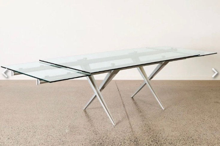 Desalto tender uutschuifbare glazen eettafel, Huis en Inrichting, Tafels | Eettafels, Ophalen, Gebruikt, Design, 200 cm of meer