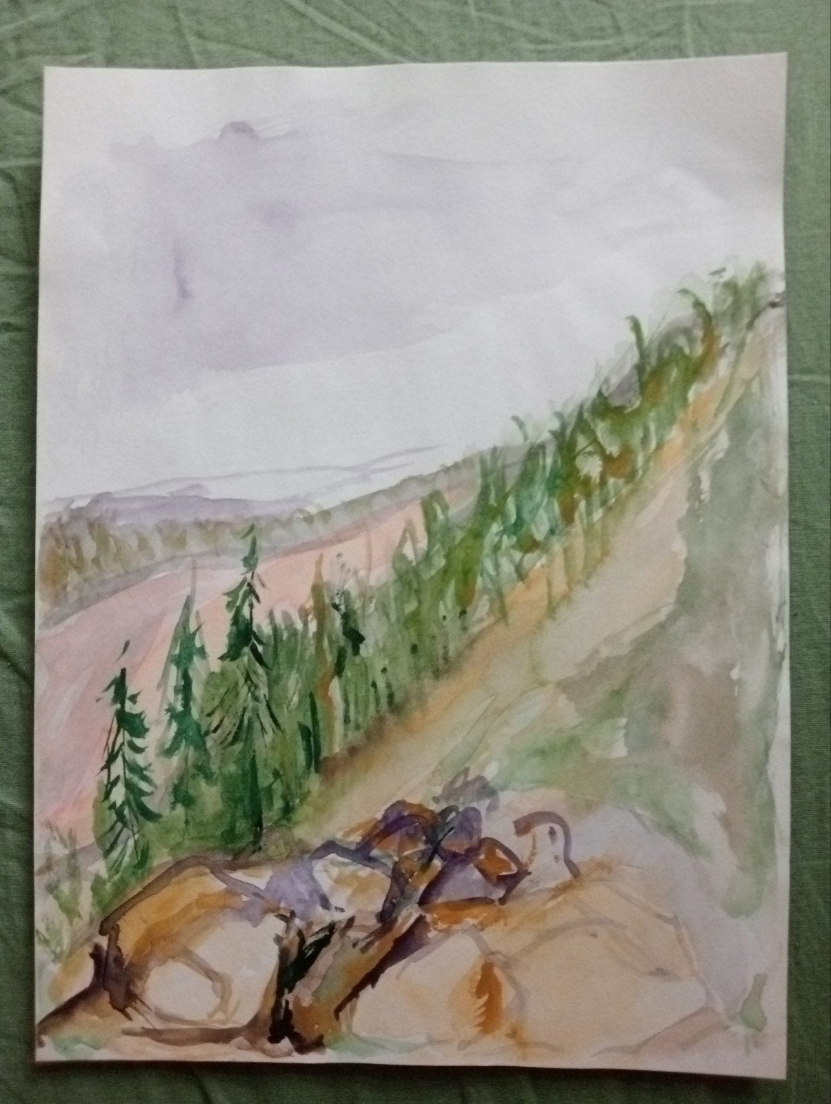 Aquarel Landschap 20e eeuw, Ophalen of Verzenden