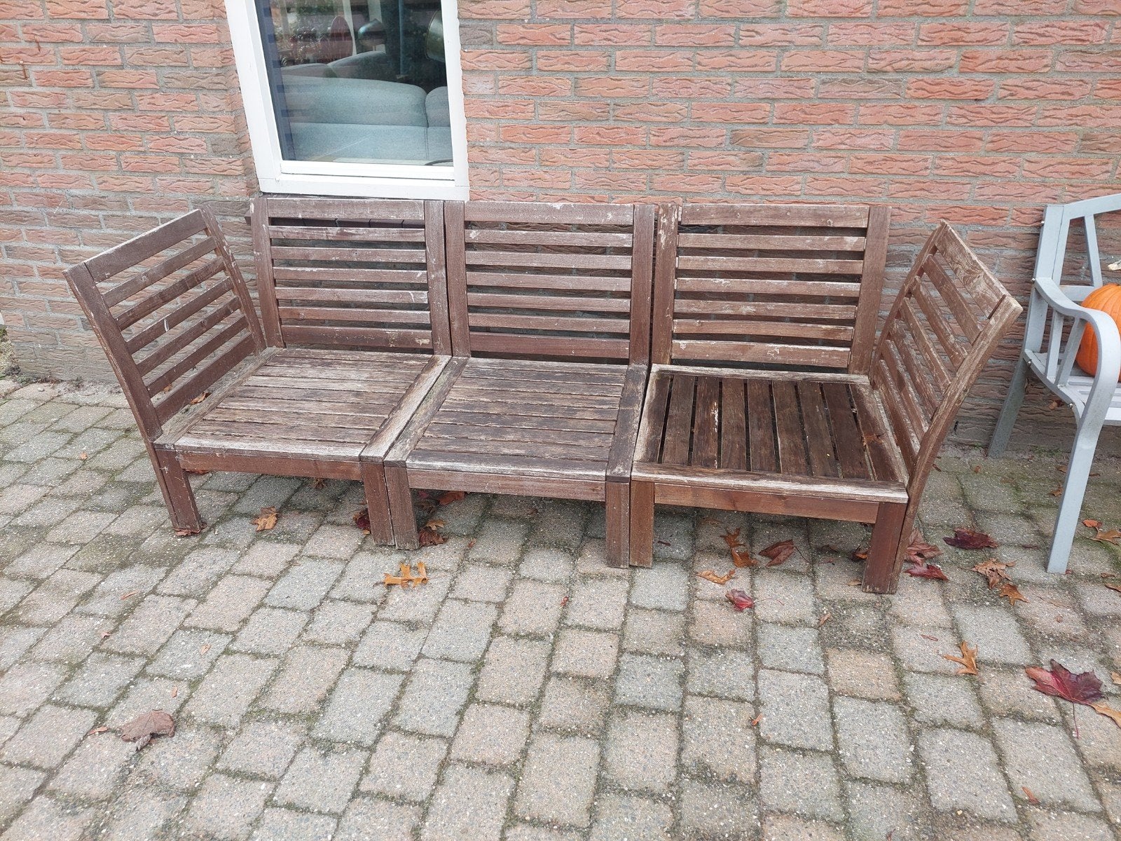 IKEA Loungeset - Houten Tuinbank, Ophalen, Gebruikt, 3 zitplaatsen, Loungeset