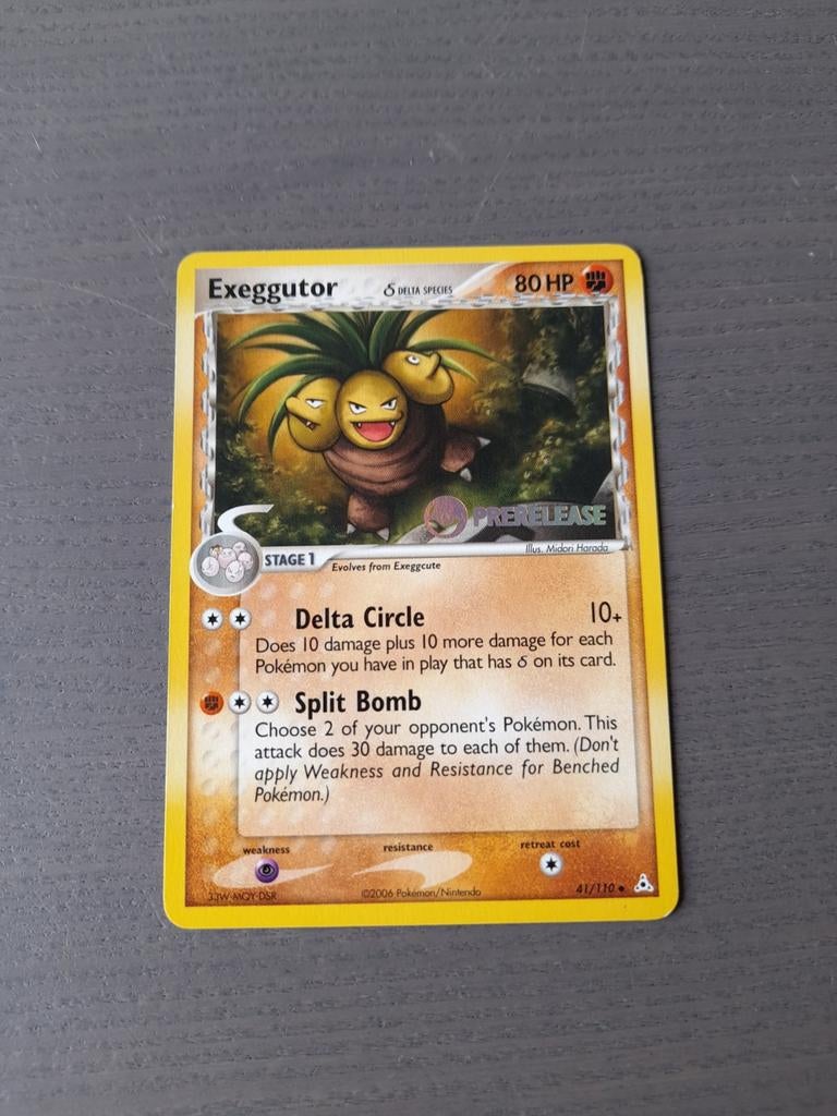 2006 holon phantoms 41/110 exeggutor prerelease stamp, Ophalen of Verzenden, Gebruikt, Losse kaart, Foil