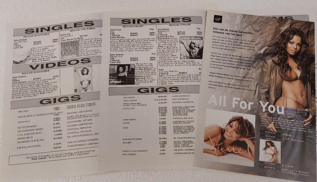 Janet Jackson 3 x PROMO FOLDERS Virgin Jacksons Michael, Verzamelen, Verzenden, NvT, -Virgin, Boek, Tijdschrift of Artikel