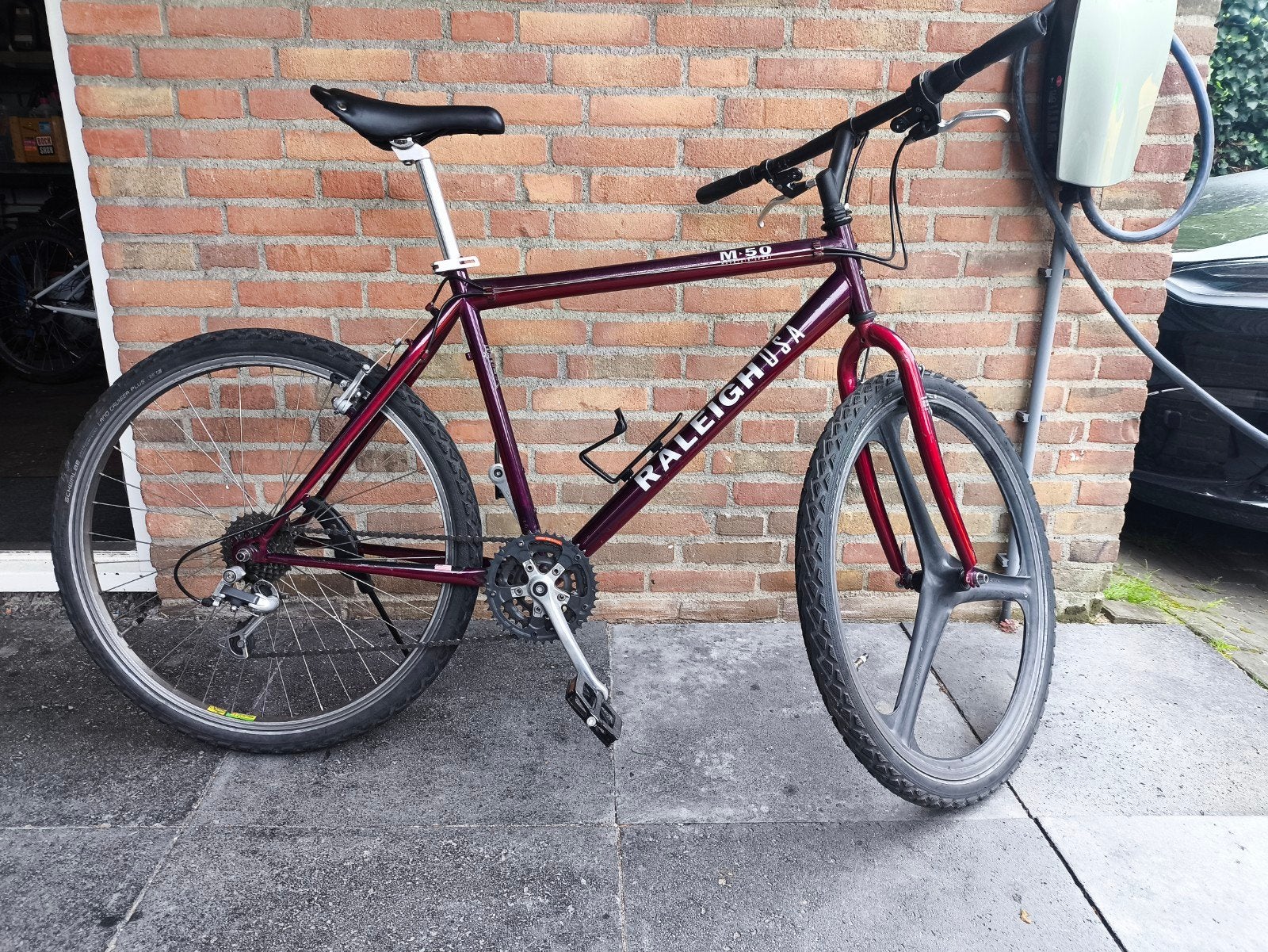 Raleigh m50 retro mountainbike, Minder dan 10 versnellingen, 26 inch, Velgrem, Zo goed als nieuw