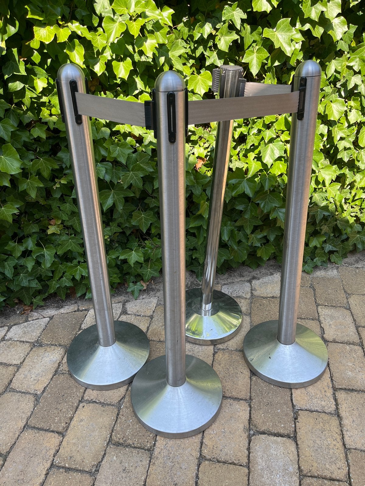 RVS Afzetpalen met Uittrekbaar Lint - Set 3+1, Ophalen, Gebruikt, Overige typen
