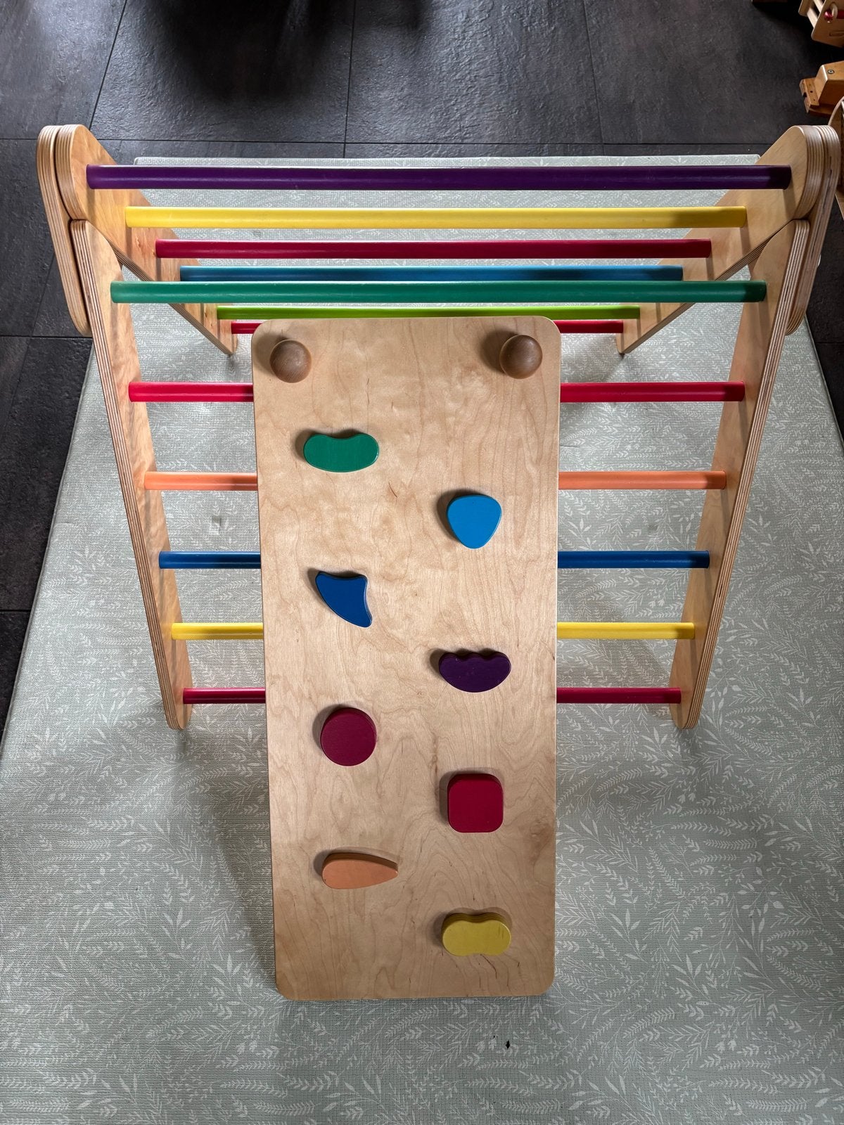 LEG&GO Driehoek Klim, Montessori, Regenboog met glijbaan, Kinderen en Baby's, Speelgoed | Houten speelgoed, Ophalen of Verzenden