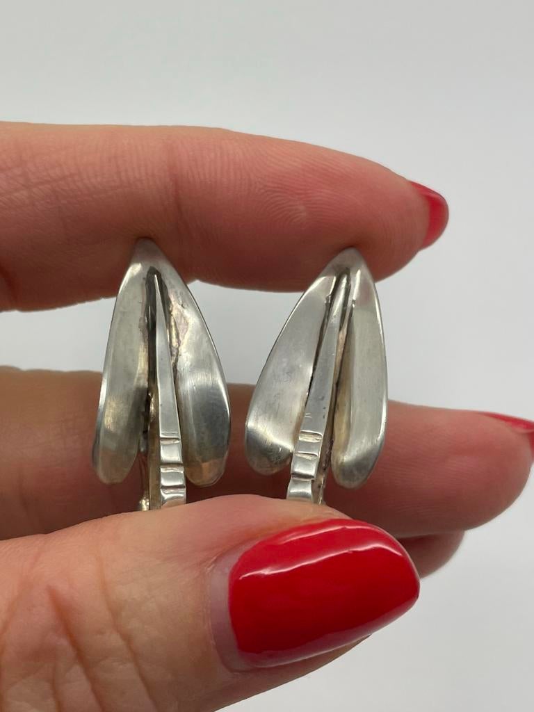 D873 Prachtige zilveren Scandinavische clip oorbellen, Sieraden, Tassen en Uiterlijk, Oorbellen, Ophalen of Verzenden, Zo goed als nieuw