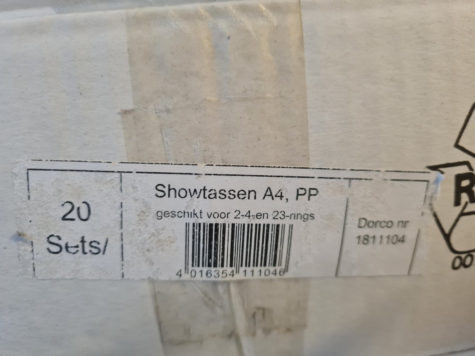 3x 20 sets A4 Showtassen PP voor 2-4 en 23-rings, Diversen, Ophalen of Verzenden