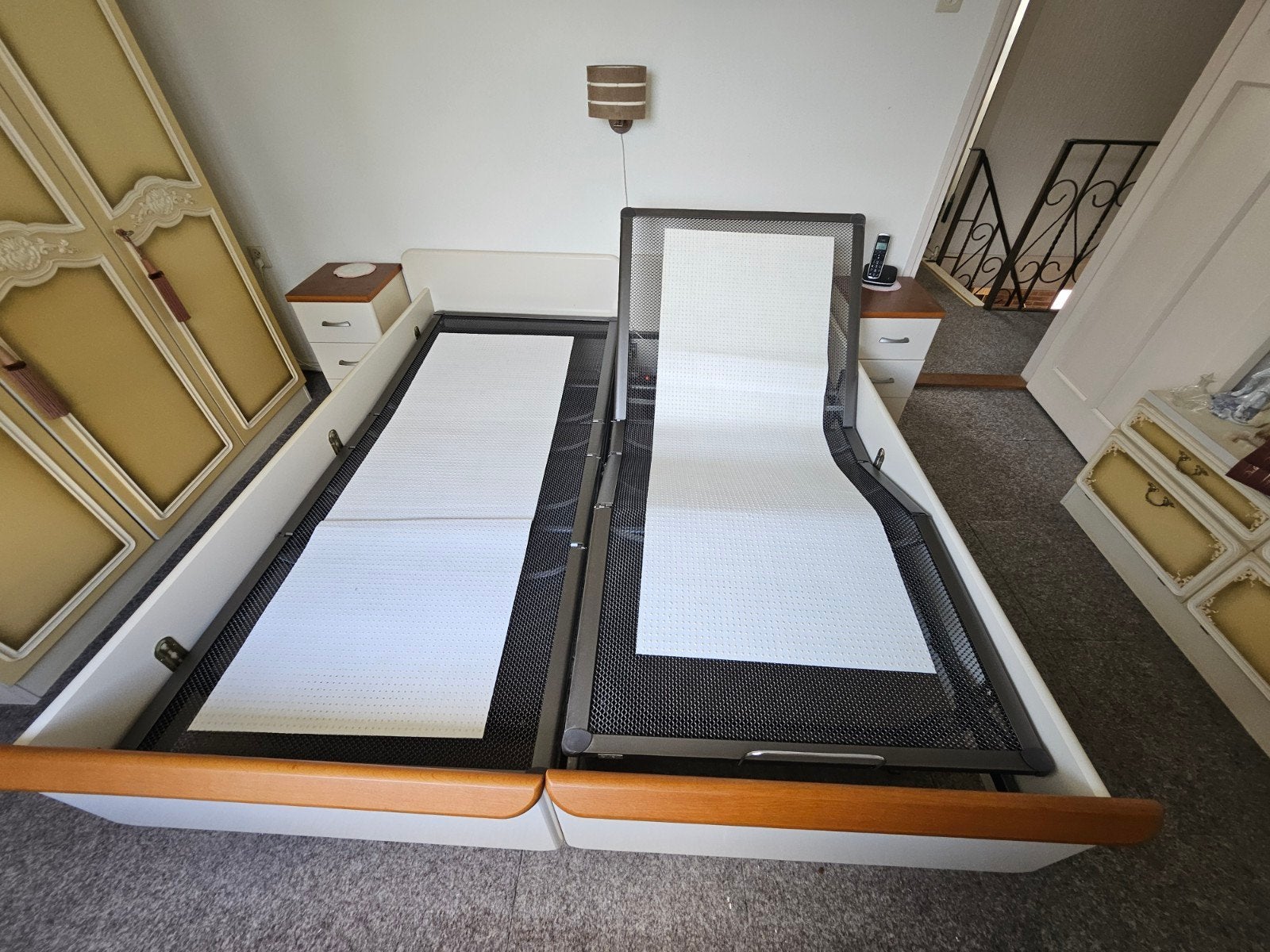 Tweepersoons verstelbare lattenbodems, Ophalen, Wit, Tweepersoons, 180 cm