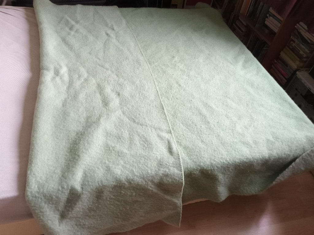 Aabe ?  Zeer grote  mint groene wollen deken. 225-197cm, Geschikt voor droger, 220 cm, Woondeken, Wol