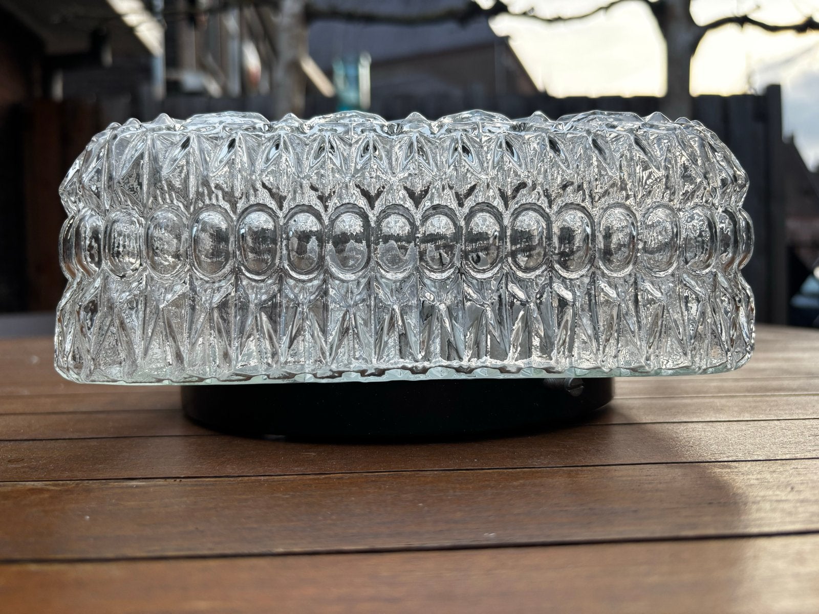 Vintage Retro Plafonnière glas vierkant, Gebruikt, Vintage, Glas, Plafondlamp
