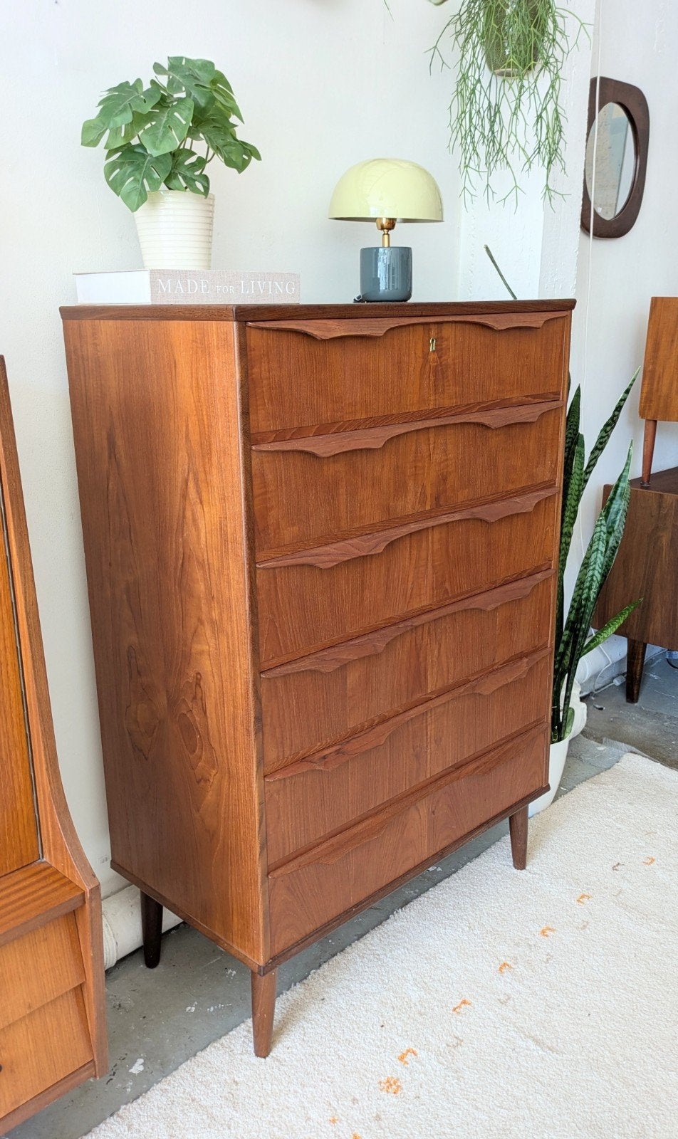 Prachtige Deense vintage midcentury ladekast teakhout, Ophalen, ., Teakhout, 50 tot 100 cm
